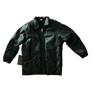 Vintage EXCELLED Heavy Duty Black Leather Motorcycle Jacket Men's Large